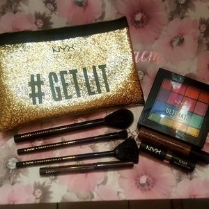NYX makeup bag with goodies.
